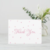 Roze Harten Confetti Lettertype Dank U Bedankkaart (Staand voorkant)