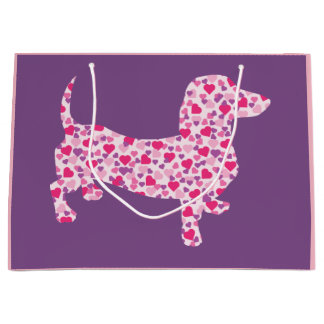 Roze harten Dachshund Groot Cadeauzakje