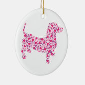 Roze harten Dachshund Keramisch Ornament (Rechts)