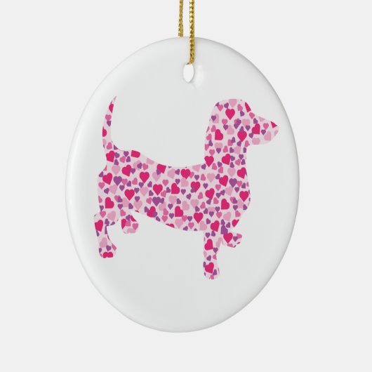 Roze harten Dachshund Keramisch Ornament (Rechts)