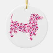 Roze harten Dachshund Keramisch Ornament (Voorkant)