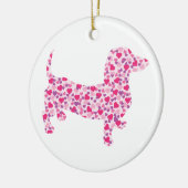 Roze harten Dachshund Keramisch Ornament (Links)