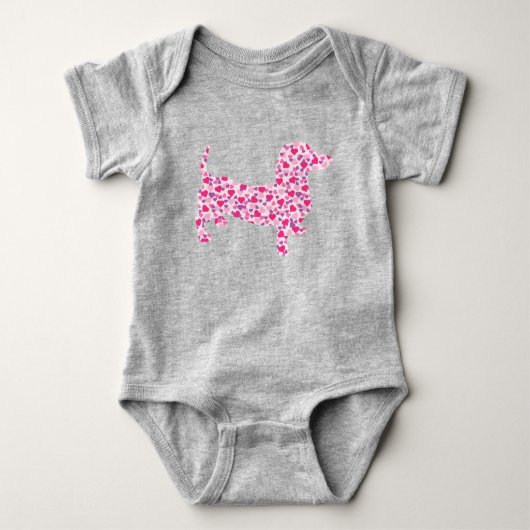 Roze harten Dachshund Romper (Voorkant)