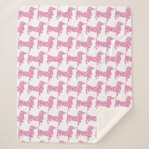 Roze harten Dachshunds Sherpa Deken