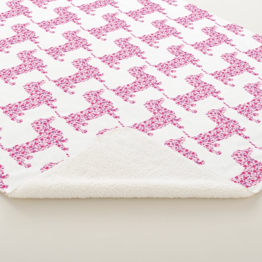 Roze harten Dachshunds Sherpa Deken (3/4)