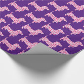 Roze harten Dachsund Cadeaupapier (Hoek)