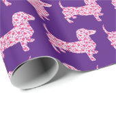 Roze harten Dachsund Cadeaupapier (Rol Hoek)