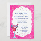 Roze harten Daiquiri Birthday Cocktail Party Kaart (Voorkant)