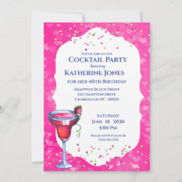 Roze harten Daiquiri Birthday Cocktail Party Kaart