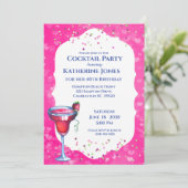Roze harten Daiquiri Birthday Cocktail Party Kaart (Staand voorkant)