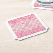 ROZE HARTEN DEKEN Ticket Papier Onderzetters (Gekanteld)
