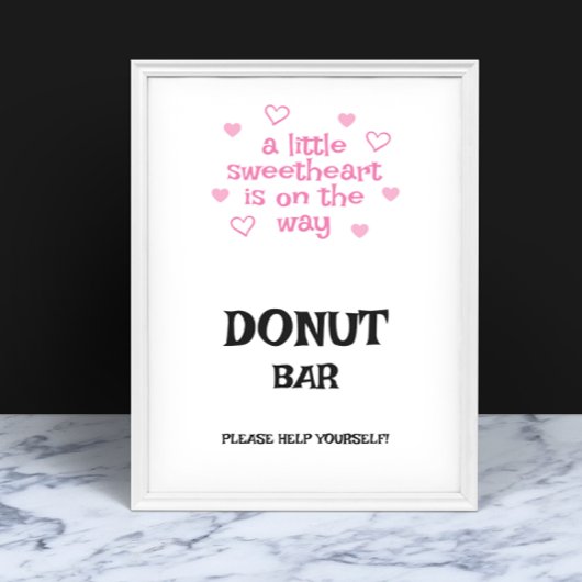 Roze harten Donut Bar Shower Bord Poster