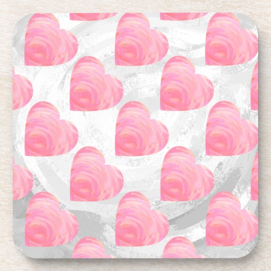 Roze harten drankjes onderzetter (Voorkant)