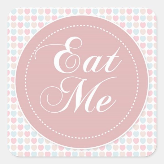 Roze Harten 'Eat Me' Snoep Buffet Sticker (Voorkant)