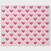 Roze harten en aangepaste 'Ik hou van jou'-tekst m Cadeaupapier (Vlak)