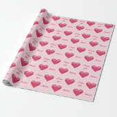 Roze harten en aangepaste 'Ik hou van jou'-tekst m Cadeaupapier (Uitgerold)