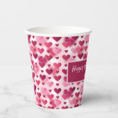 Roze harten en aangepaste tekst - thema Valentijns Papieren Bekers (Voorkant)