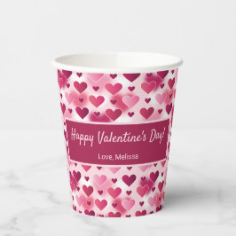Roze harten en aangepaste tekst - Valentijnsdag Th Papieren Bekers