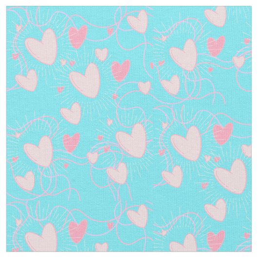 Roze harten en aqua stof (Close Up)