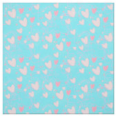 Roze harten en aqua stof (Swatch)