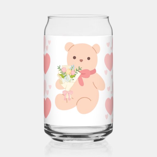 roze harten en beer blikvorm glas (Links)