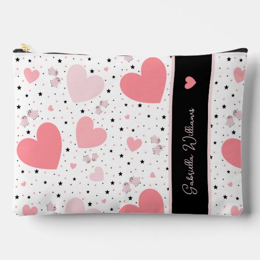 Roze harten en biggetje etui (Voorkant)