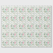 Roze harten en bladeren Verpakkingspapier Cadeaupapier (Vlak)