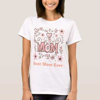 Roze harten en bloemen "MAMA" - Zoete bloemige moe T-shirt