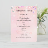 Roze harten en bloemen Uitnodiging (Staand voorkant)