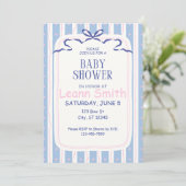 Roze harten en Blue Bows Baby shower Kaart (Staand voorkant)