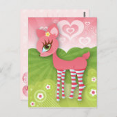 Roze harten en Briefkaart van Love Deerie (Voorkant / Achterkant)