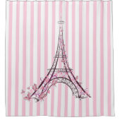 Roze harten en Butterflies Paris Eiffel Tower Douchegordijn (Voorkant)