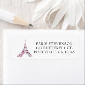 Roze harten en Butterflies Paris Eiffel Tower Etiket (Insitu)