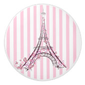 Roze harten en Butterflies Paris Eiffel Tower Girl Keramische Knop (Voorkant)