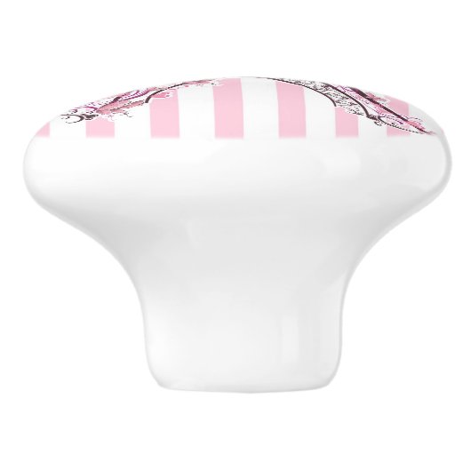 Roze harten en Butterflies Paris Eiffel Tower Girl Keramische Knop (Zijkant)