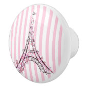 Roze harten en Butterflies Paris Eiffel Tower Girl Keramische Knop (Rechts)