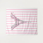 Roze harten en Butterflies Paris Eiffel Tower Girl Wandkleed (Voorkant (horizontaal))