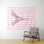 Roze harten en Butterflies Paris Eiffel Tower Girl Wandkleed (In Situ (horizontaal))