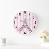 Roze harten en Butterflies Paris Eiffel Tower Grote Klok (Huis)