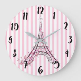 Roze harten en Butterflies Paris Eiffel Tower Grote Klok