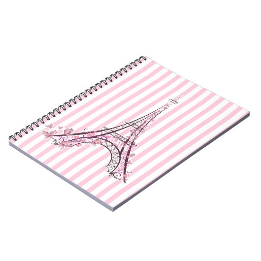 Roze harten en Butterflies Paris Eiffel Tower Notitieboek (Linkerzijde)