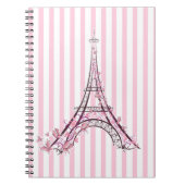 Roze harten en Butterflies Paris Eiffel Tower Notitieboek (Voorkant)