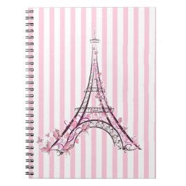 Roze harten en Butterflies Paris Eiffel Tower Notitieboek