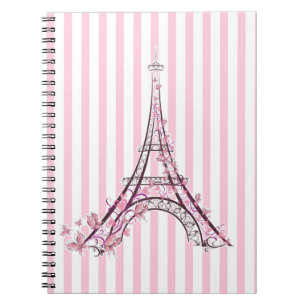Roze harten en Butterflies Paris Eiffel Tower Notitieboek
