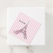 Roze harten en Butterflies Paris Eiffel Tower Part Bedankjes Labels (In situ)