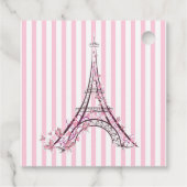 Roze harten en Butterflies Paris Eiffel Tower Part Bedankjes Labels (Achterkant)