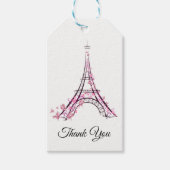 Roze harten en Butterflies Paris Eiffel Tower Part Cadeaulabel (Voorkant)