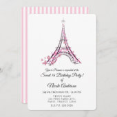 Roze harten en Butterflies Paris Eiffel Tower Part Kaart (Voorkant / Achterkant)