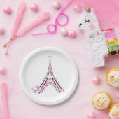 Roze harten en Butterflies Paris Eiffel Tower Part Papieren Bordje (Feest)