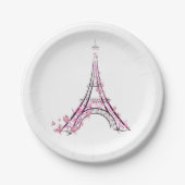 Roze harten en Butterflies Paris Eiffel Tower Part Papieren Bordje (Voorkant)